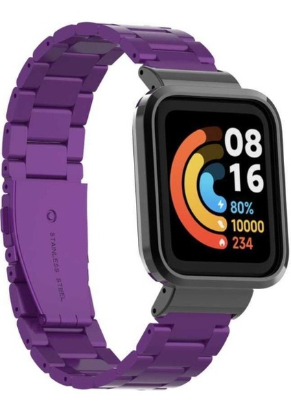 Xiaomi Mi Watch Lite Uyumlu Baklalı Paslanmaz Çelik Klipsli Kordon ve Kasa Koruyucu