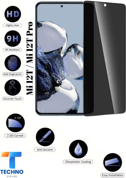 Mi 12T / 12T Pro Uyumlu Tam Kapatan Hayalet Ekran Koruyucu 6d Temperli Cam