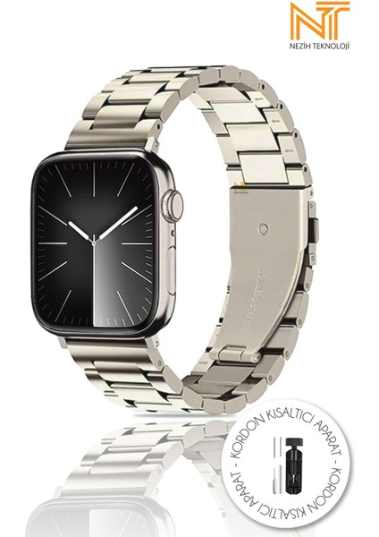Apple Watch Seri 2/3/4/5/6/7/8/9/se/se2 38 40 41MM ve Seri 10 42MM Paslanmaz Çelik Metal Kordon