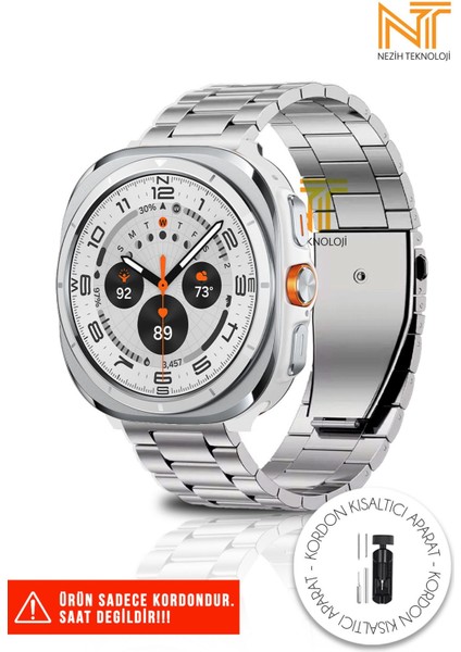 Samsung Galaxy Watch Ultra Uyumlu Orijinal Pim Ayarlanabilir Paslanmaz Çelik Baklalı Kordon