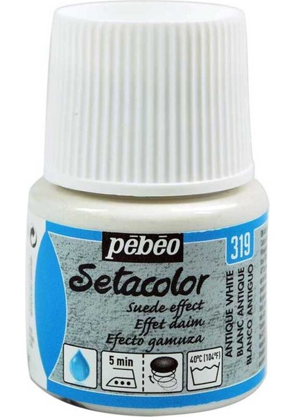 Setacolor Süet Efektli Opak Kumaş Boya 45ML Şişe - 319 Antique White