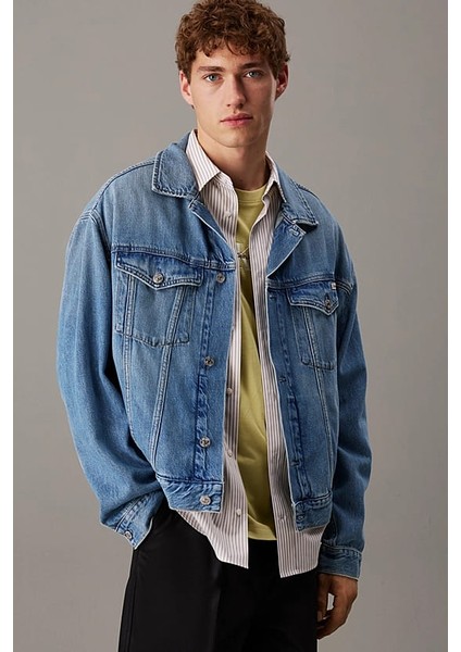 Erkek Ck Relaxed Denim Ceket - Mavi