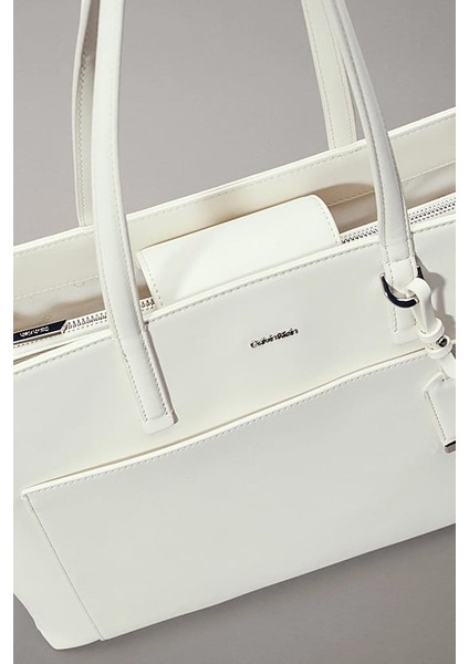 Kadın Ck Must Medium Shopper Omuz Çantası - Ekru