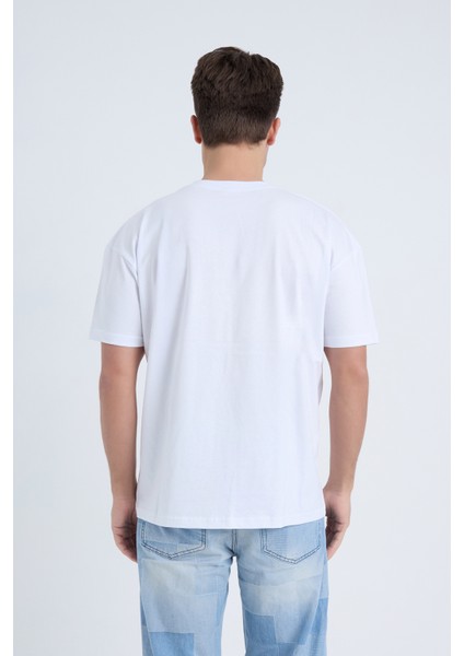 Erkek Oversize Baskılı T-Shirt Beyaz Hot Tennis indirimleri