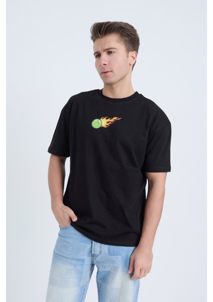 Erkek Oversize Baskılı T-Shirt Siyah Hot Tennis fiyatları