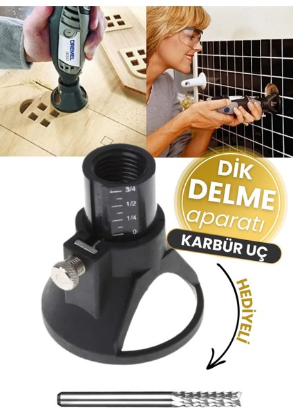 Gravür Makinesi Için Dik Delme Aparatı ve Ahşap Fayans Seramik Kesme Karbür Uç Seti Derz Temizleme