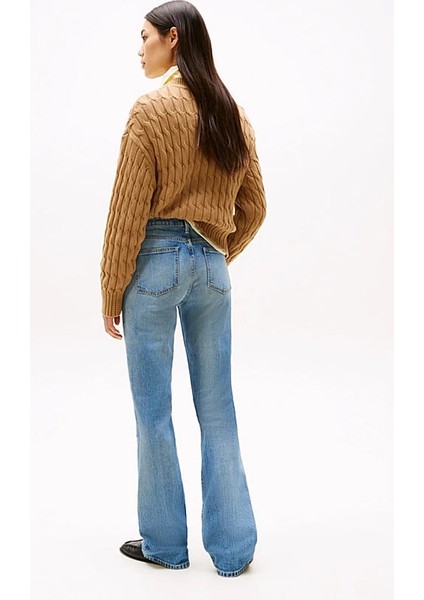 Kadın Th Solmuş Orta Bel Bootcut Jeans - Mavi modelleri