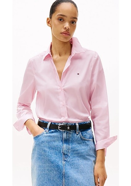 Kadın Th Poplin Regular Gömlek - Pembe