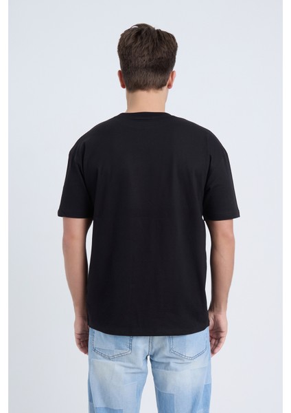 Erkek Oversize Baskılı T-Shirt Siyah California indirimleri