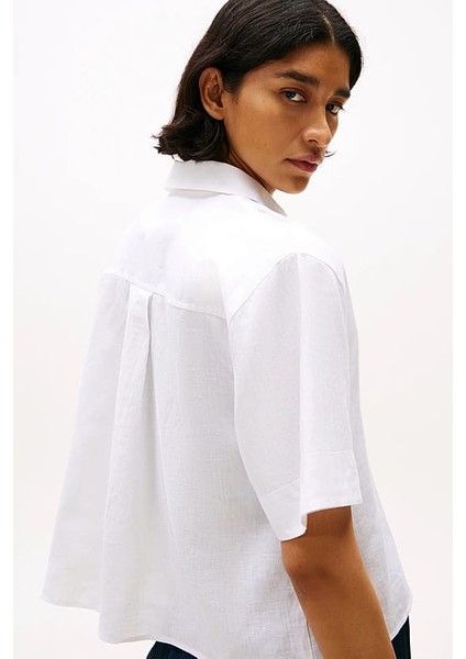 Kadın Th Relaxed Keten Gömlek - Beyaz indirimleri