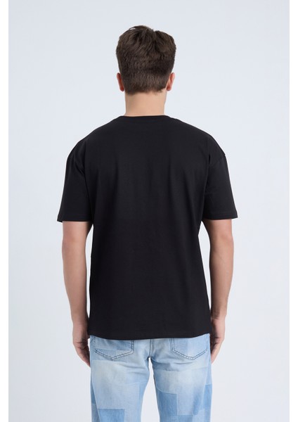 Erkek Oversize Baskılı T-Shirt Siyah Garage indirimleri