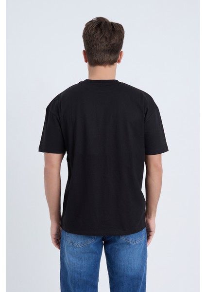 Erkek Oversize Baskılı T-Shirt Siyah We Must Sail indirimleri