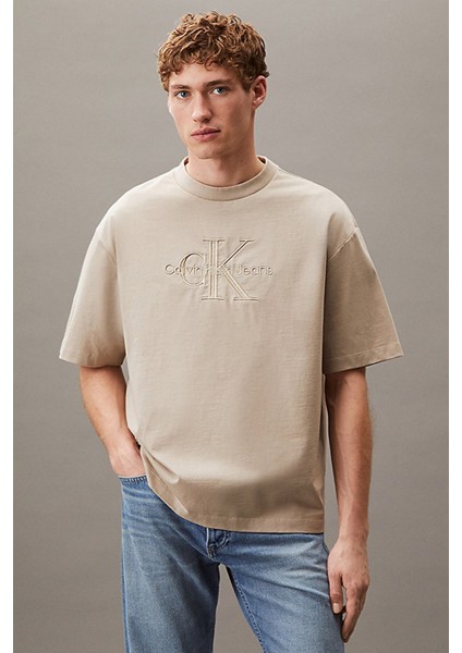 Erkek Low Embroidery 16S Jersey T-Shirt - Bej