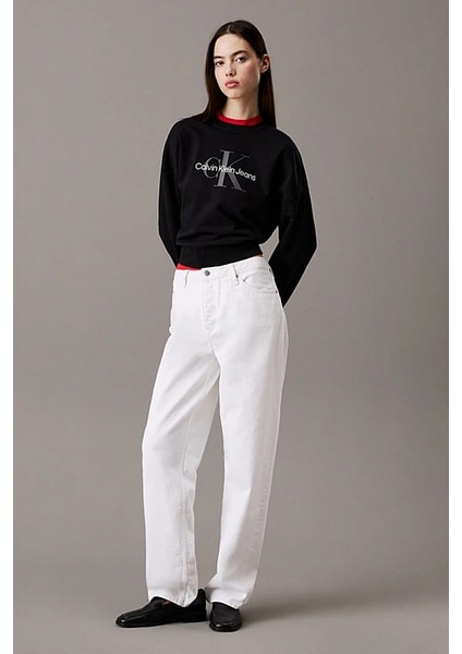 Kadın Ck Monologo French Terry Relaxed Sweatshirt - Siyah