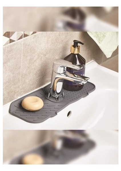 Silikon Lavabo Matı 13X36 cm – Kaymaz, Isıya Dayanıklı, Evye Koruyucu Mutfak Lavabo Pedi