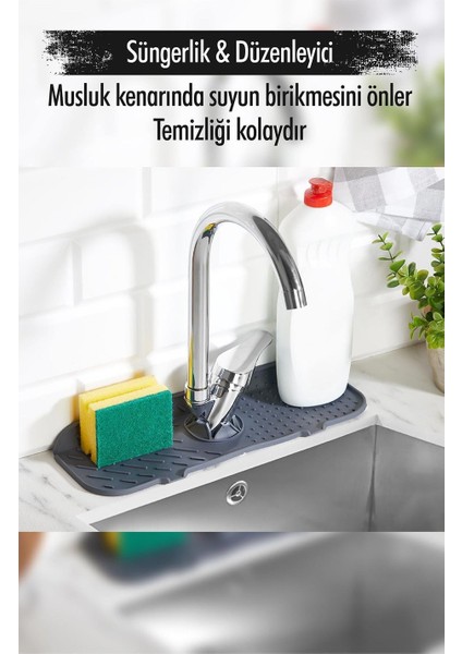 Silikon Lavabo Matı 13X36 cm – Kaymaz, Isıya Dayanıklı, Evye Koruyucu Mutfak Lavabo Pedi fırsatları