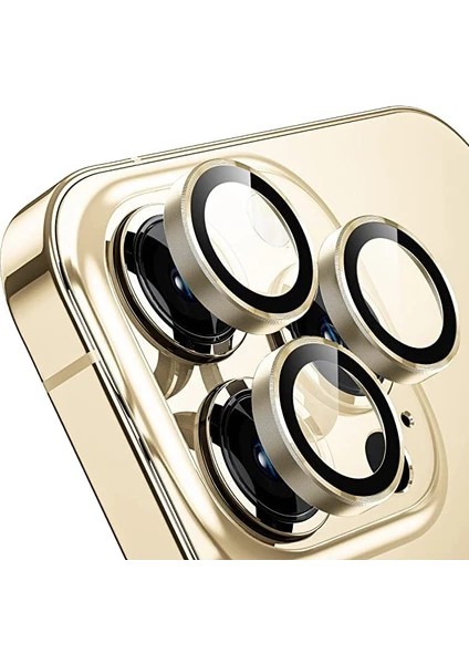Iphone 14 Pro ve 14 Promax Birebir Uyumlu Kamera Lens Koruyucu Cam (Gold)