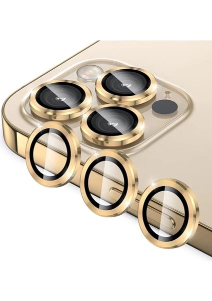 Iphone 14 Pro ve 14 Promax Birebir Uyumlu Kamera Lens Koruyucu Cam (Gold)