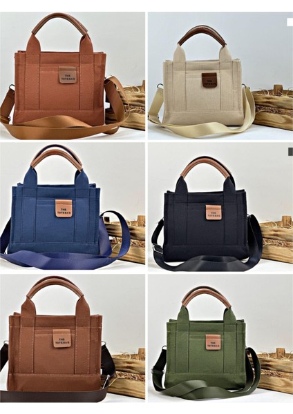 Tote Bag- Küçük Boy Kanvas Triko Kumaş Kadın El Ve Omuz Çantası indirimleri