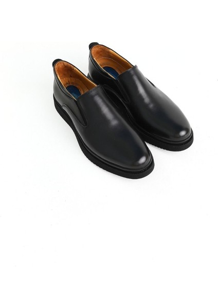 Siyah Klasik Deri Erkek Ayakkabı-Siyah Deri Günlük Ayakkabı