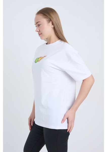 Kadın Oversize Baskılı T-Shirt Beyaz Hot Tennis fiyatları