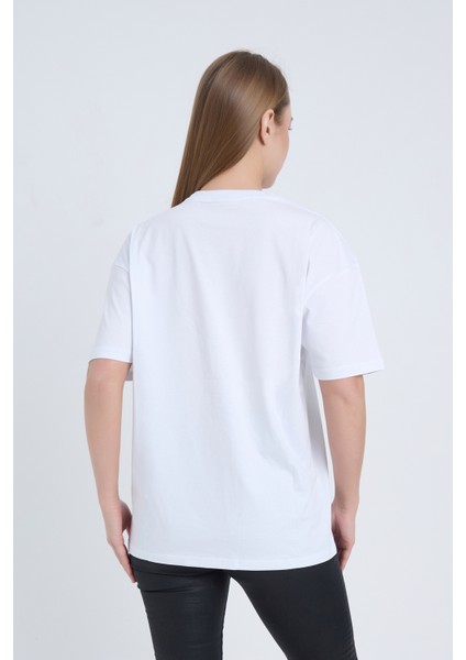Kadın Oversize Baskılı T-Shirt Beyaz Hot Tennis indirimleri