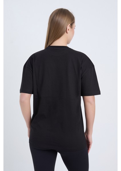 Kadın Oversize Baskılı T-Shirt Siyah Garage 1967