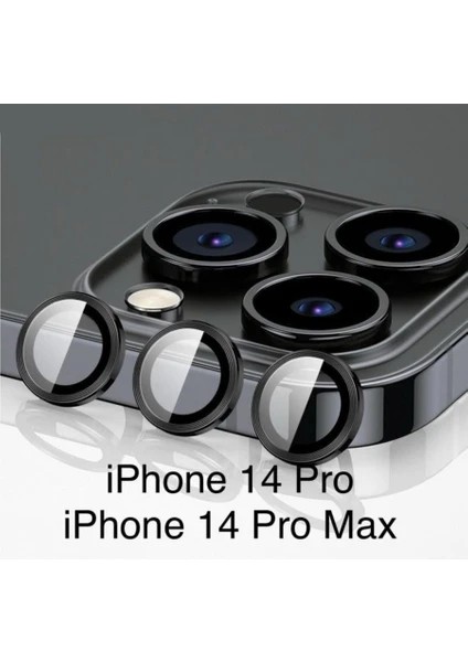 iphone 14 Pro ve 14 Promax Birebir Uyumlu Kamera Lens Koruyucu Cam Siyah