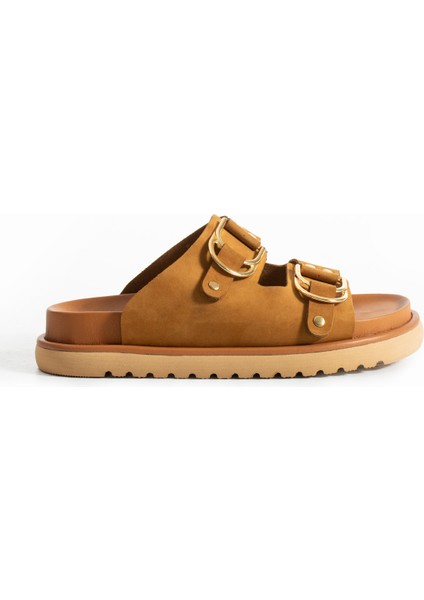 Osso Kadin Hakiki Deri Çift Tokali Coconat Terlik fırsatları
