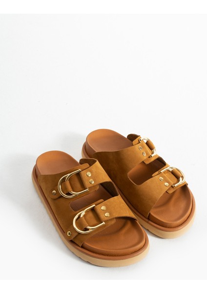 Osso Kadin Hakiki Deri Çift Tokali Coconat Terlik indirimleri