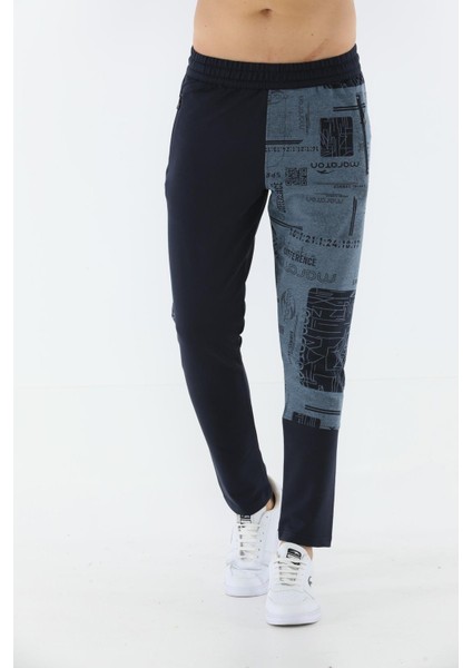 SlimFit Erkek Dar Paça Açık Lacivert Eşofman Altı 19923