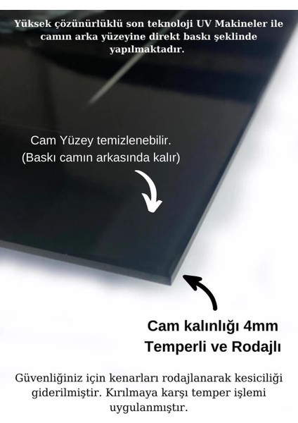 Siyah Dolar 4 mm Temperli Kırılmaz Cam Tablo