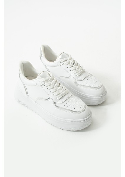 Jega Kadin Hakiki Deri Bagcikli Beyaz Sneaker