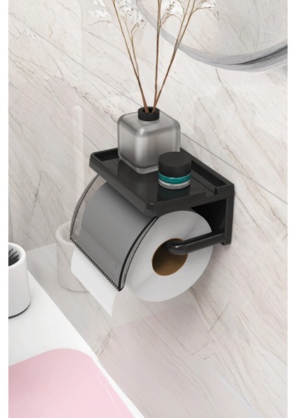 Yapışkanlı Kapaklı Tuvalet Kağıdı Askısı Banyo Tuvalet Kağıtlığı Aparatı Peçetelik Organizer Plastik