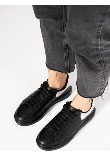 Guinas Kadin Hakiki Deri Bagcikli Siyah Beyaz Sneaker indirimleri