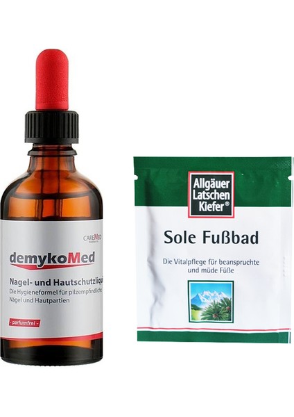 Tırnak Mantar Tedavisi Solüsyon 50ML +Dağ Çamı Tuzlu Ayak Banyosu Tek Kullanımlık 10 gr