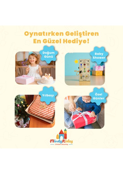 Çocuklar Için Eğitici Ahşap Montessori Işıklı Oyun Panosu - Zeka Geliştirici Oyuncak fırsatları