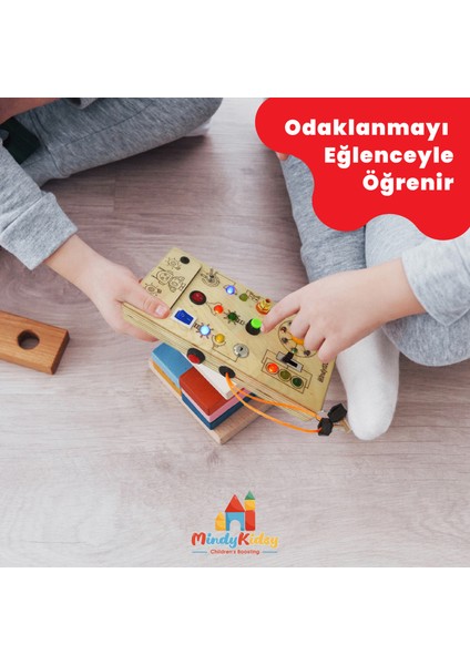Çocuklar Için Eğitici Ahşap Montessori Işıklı Oyun Panosu - Zeka Geliştirici Oyuncak indirimleri