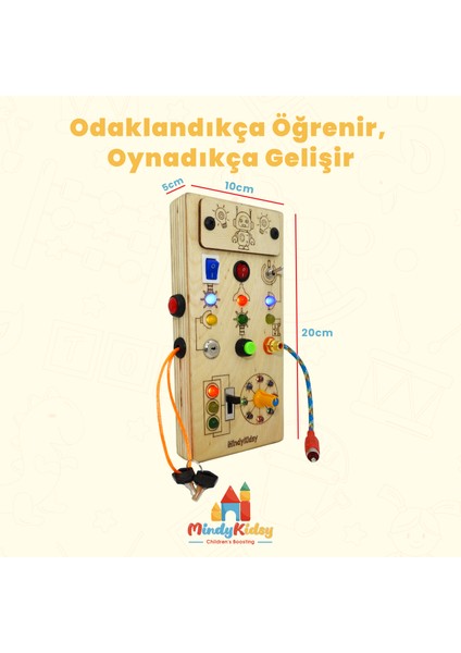Çocuklar Için Eğitici Ahşap Montessori Işıklı Oyun Panosu - Zeka Geliştirici Oyuncak