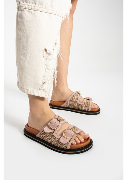 Klein Kadın Hasır Çift Tokalı Pudra Terlik fiyatları
