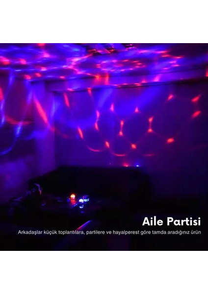 Hareketli Dönen Başlıklı Minimal Tasarımlı Galaxy Gece Lambası ve Projeksiyon Eğlenceli Disko Topu modelleri