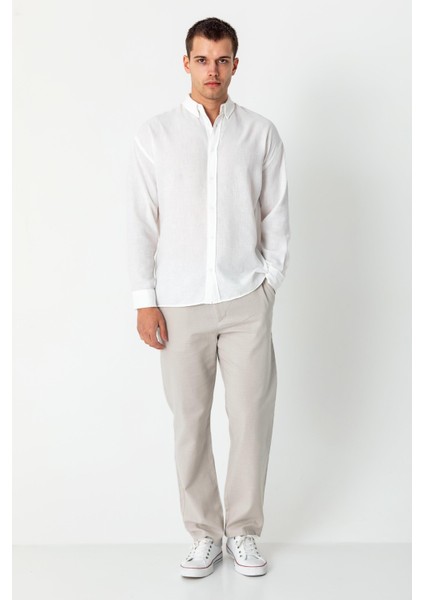 Erkek Keten Görünümlü Rahat Kesim Yazlık Gömlek fiyatları