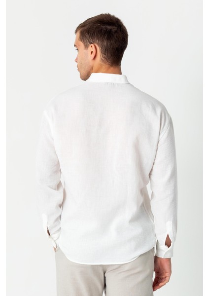 Erkek Keten Görünümlü Rahat Kesim Yazlık Gömlek modelleri