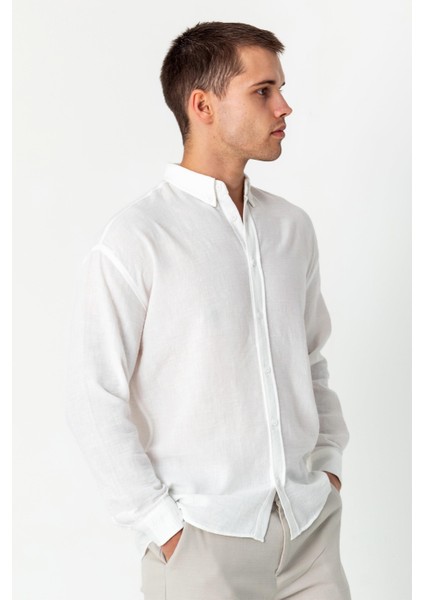 Erkek Keten Görünümlü Rahat Kesim Yazlık Gömlek indirimleri