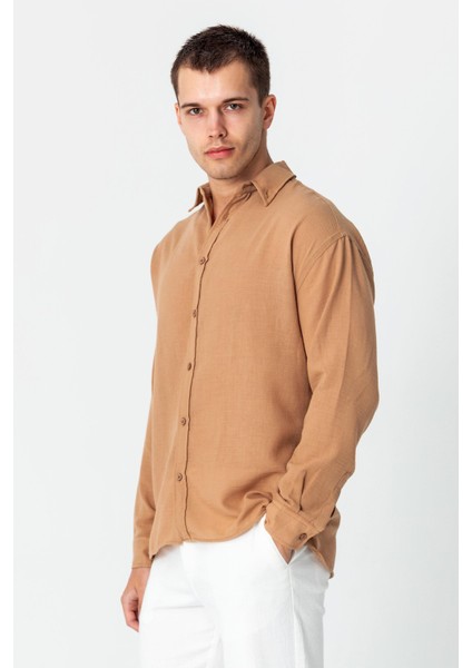 Erkek Keten Görünümlü Rahat Kesim Yazlık Gömlek fiyatları