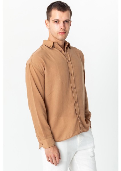 Erkek Keten Görünümlü Rahat Kesim Yazlık Gömlek modelleri