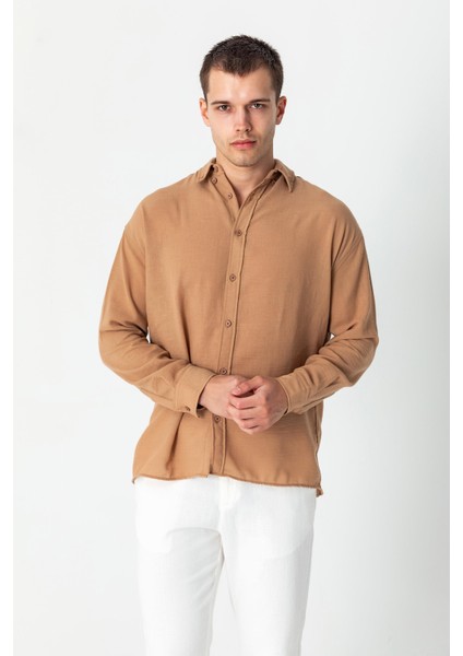 Erkek Keten Görünümlü Rahat Kesim Yazlık Gömlek indirimleri