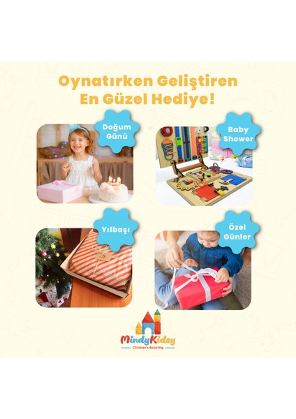 Montessori Aktivite ve Öğrenme Çantası Eğitici ve Geliştirici Ahşap Oyuncak Panosu