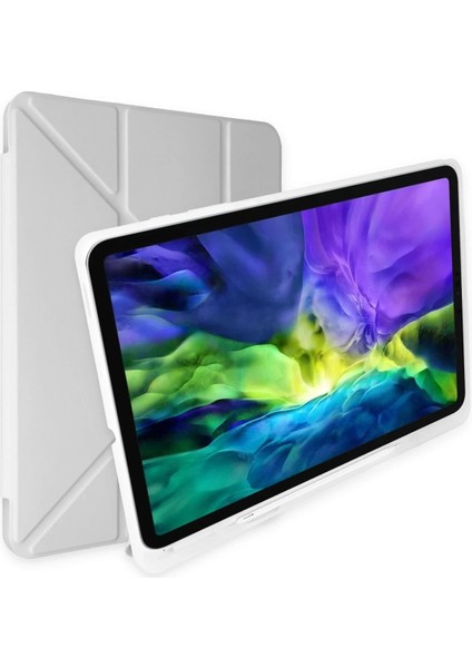 Ipad 10.2 (8.nesil) Kılıf Kalemlikli Mars Tablet Kılıfı - Gri Ynsmr