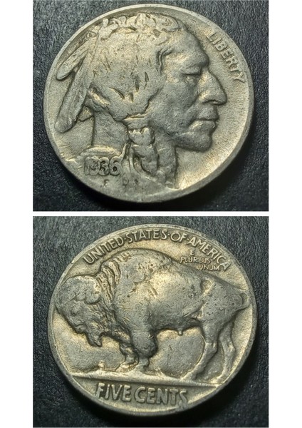 39963682CFC276DFD1 1936 Kızılderili-Bufalo Amerika 5 Cent Çt/ççt Eski Yabancı Madeni Para